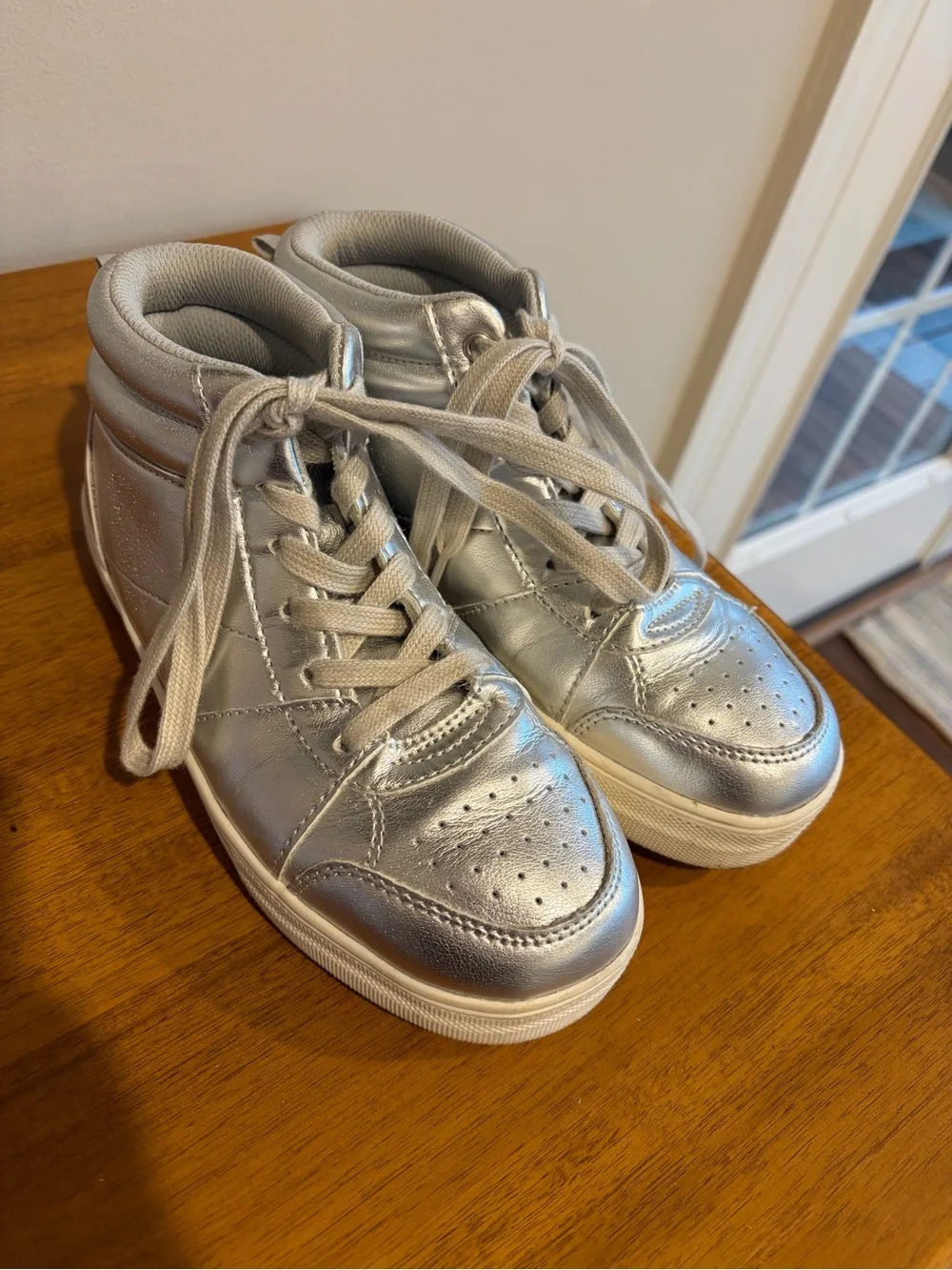 GAP Metallic Silver High-Top Sneakers